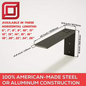 L Bracket Countertop Support in Industrial, Aluminum or American Made Steel