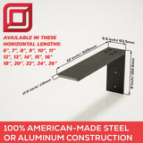 L Bracket Countertop Support in Industrial, Aluminum or American Made Steel